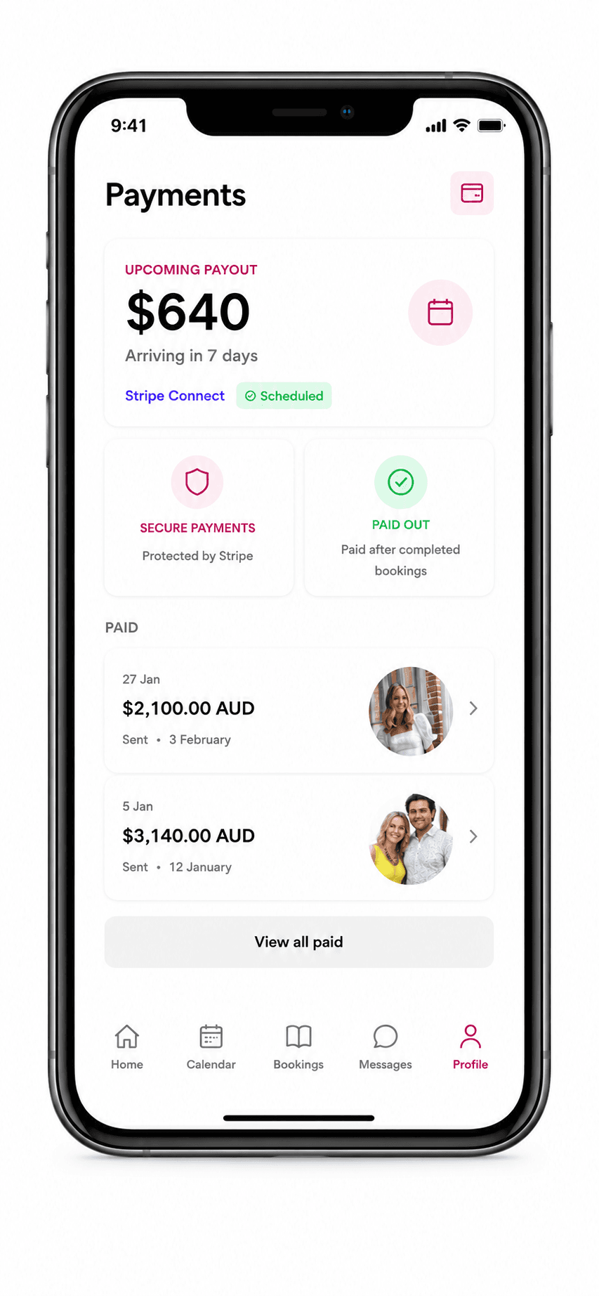 Weekly earnings and payout details