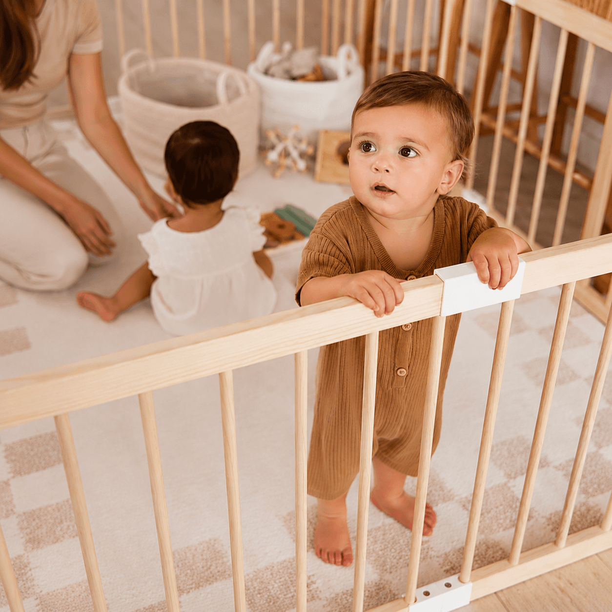Childcare caregiver in a calm nursery setting